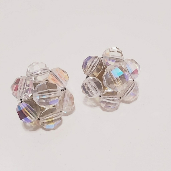 Crystals Silver Tone Clip Earrings. 🌴 - Picture 1 of 6